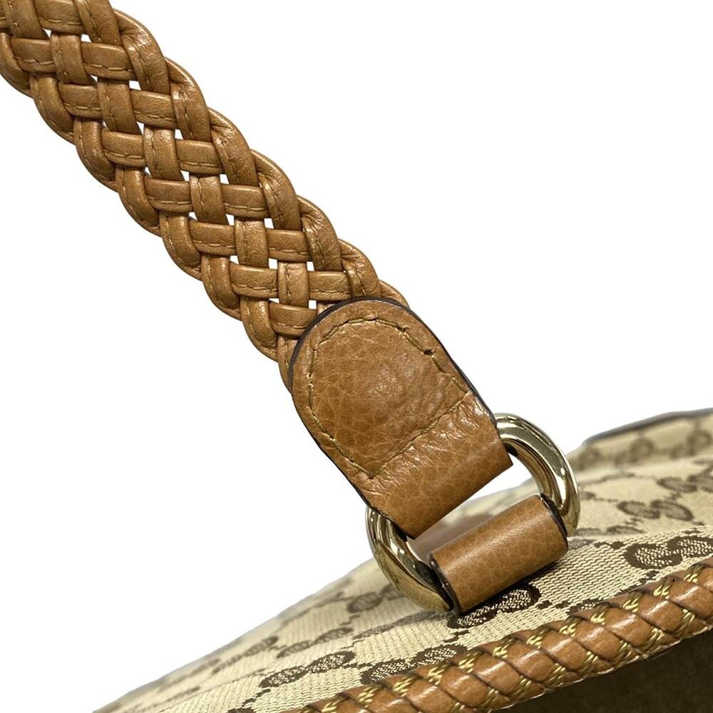 Gucci Marrakech Tote Bag 295326 Dark Brown Beige Light Brown Jacquard Leather - Picture 11 of 15